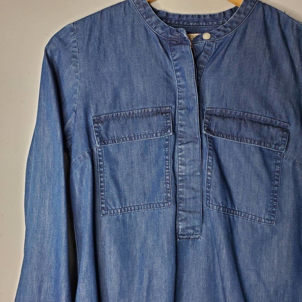 J. Crew Drapey Chambray Shirt Dress Indigo Denim Size XS - Picture 2 of 13